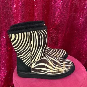 UGG Black and Cream Zebra Pattern Boots